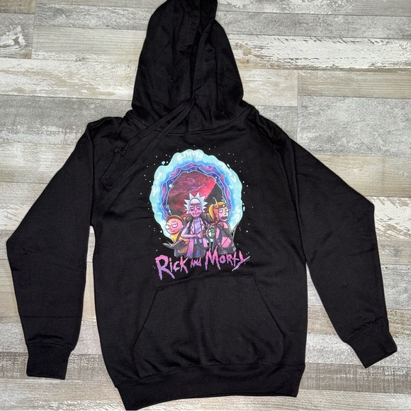 Hot Topic Rick and Morty Magic Portal Hoodie Black - Size Small - Picture 2 of 5